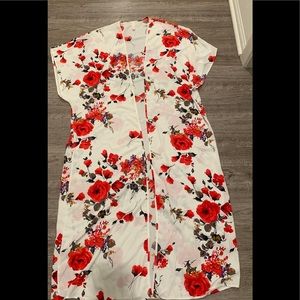 New Plus Size Floral Maxi Duster Cardigan